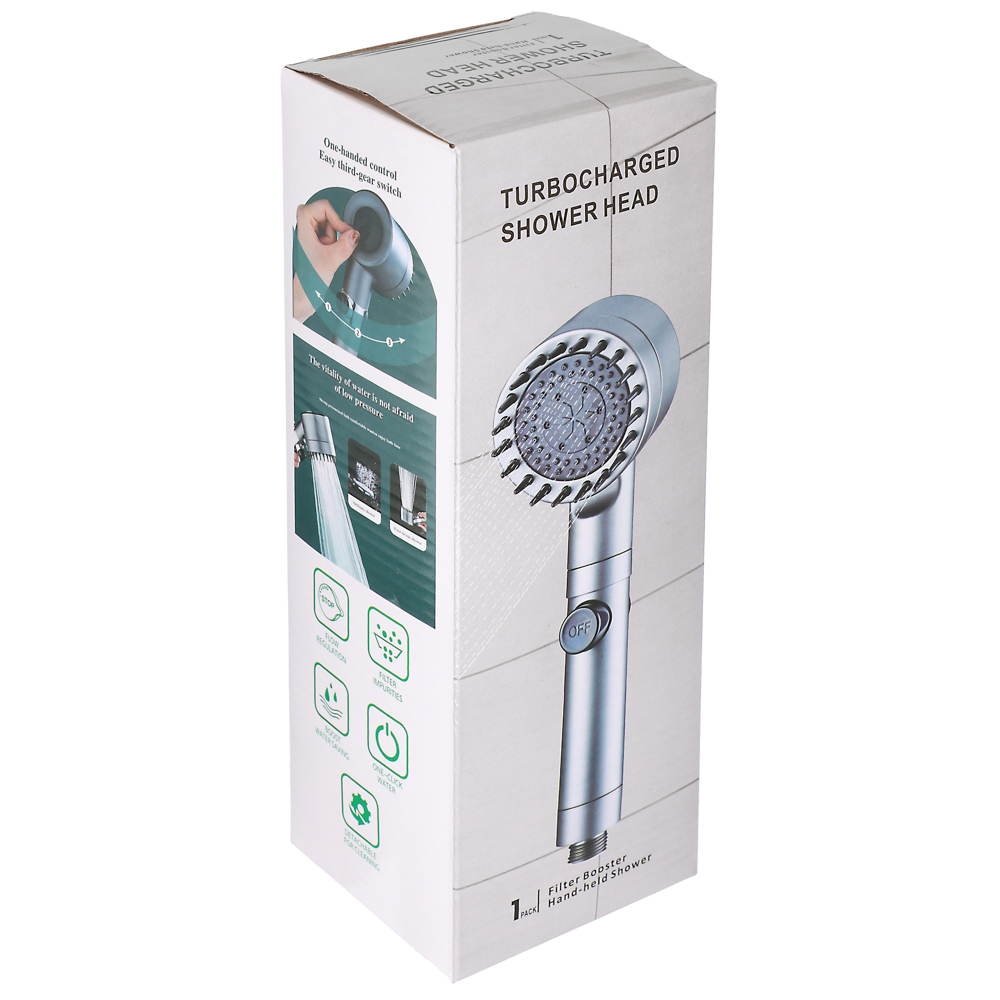 Лейка для душа с массажным эффектом, 3 режима, с фильтром очистки воды, графит - #5