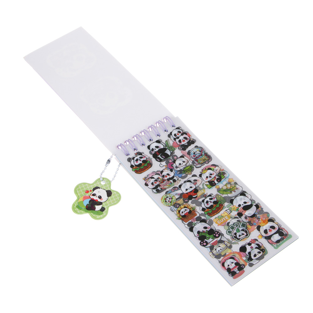 Записная книжка "Панда" 7х26см, с наклейками и брелоком, PET, бумага, 4 дизайна, шоу-бокс - #8