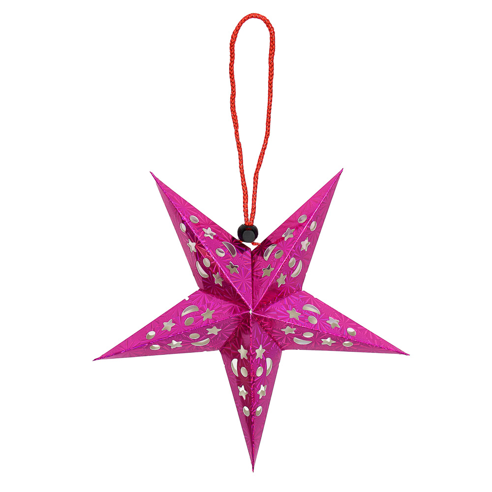 СНОУ БУМ Звезда 5-конечная 30 см, бумага, розовый - #1
