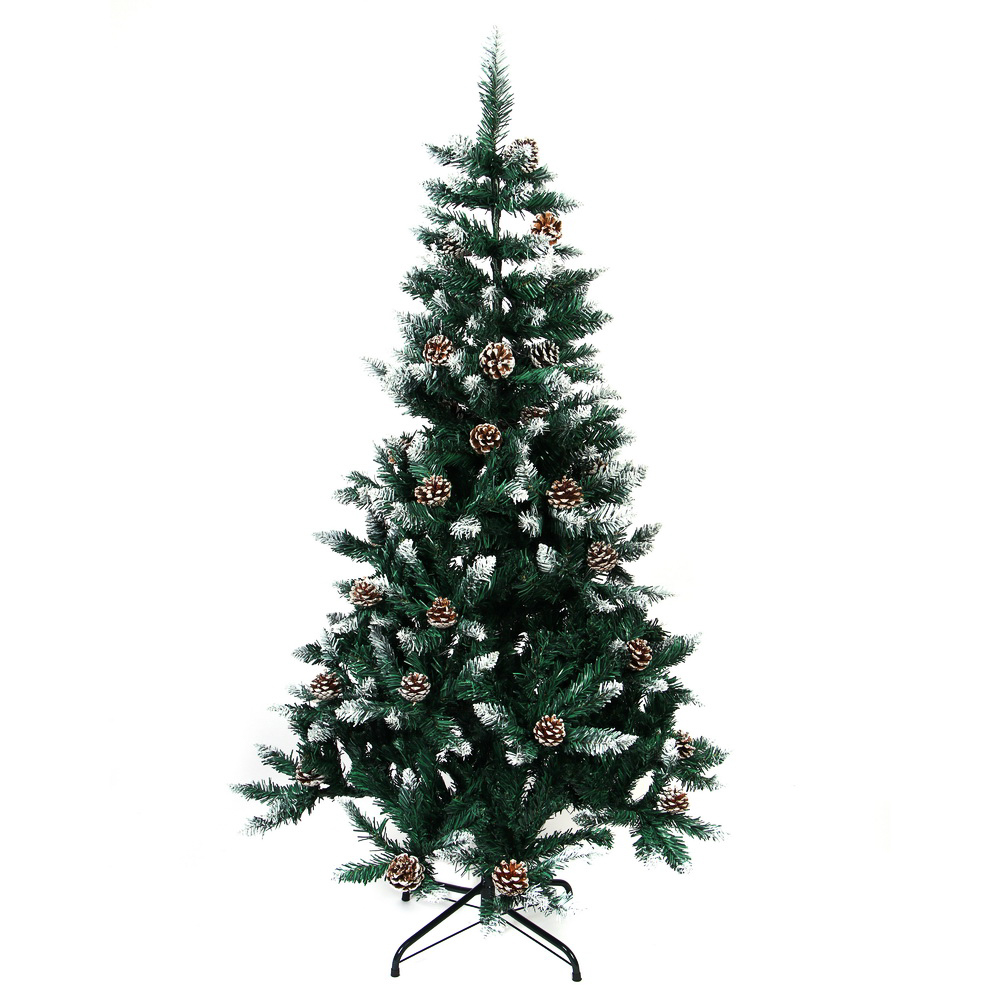 Ель искусственная с заснеженными кончиками и шишками 150см, 408 веток, ПВХ, 26-28 - #1