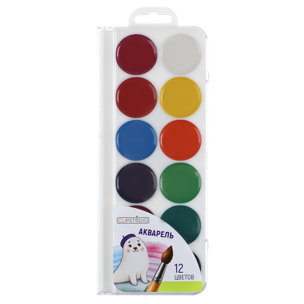 Акварель 12 цветов ClipStudio, без кисти, в пласт. уп. - #1