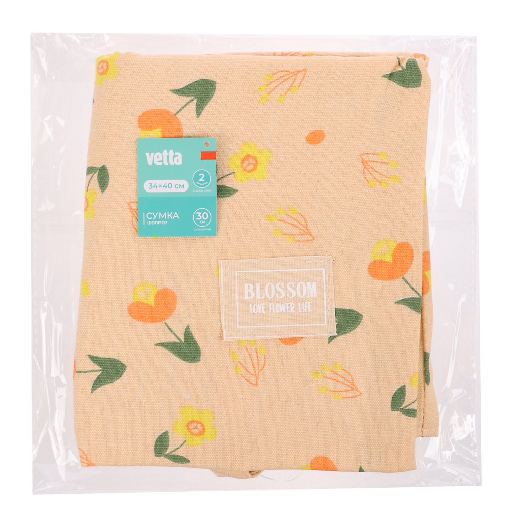 VETTA Сумка двухсторонняя с рисунком цветов и листьев, 34х40 см - #8