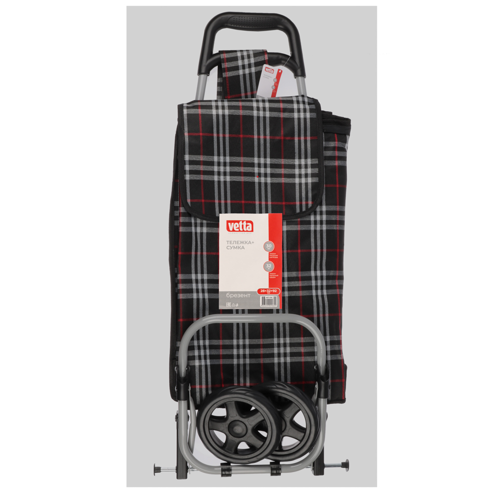 Тележка + сумка, до 30кг тм VETTA, брезент, 28х32х92см, 32л, колеса ЭВА d15см - #9
