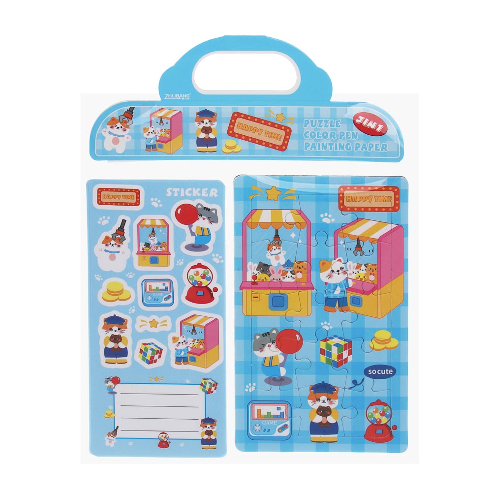 Набор для творчества пазл с наклейками, 18,5х24,5см, бумага, 4 дизайна - #1