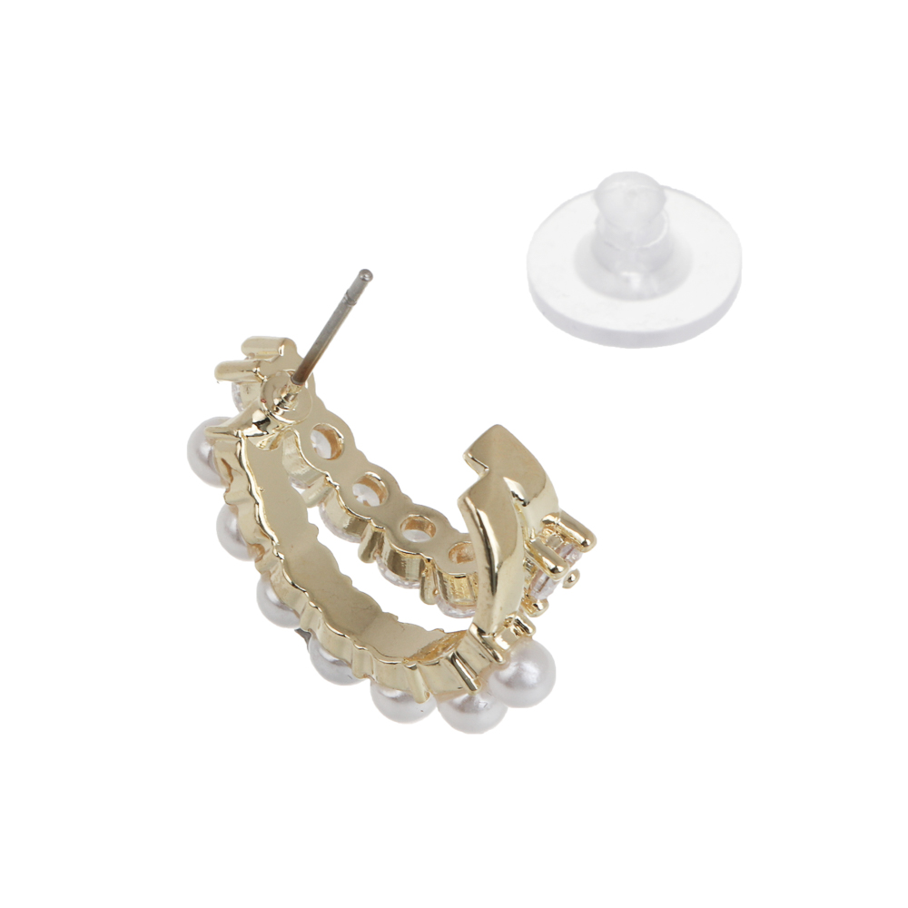 Серьги, медь, цирконий, 2 дизайна, БЖ25-1 - #5