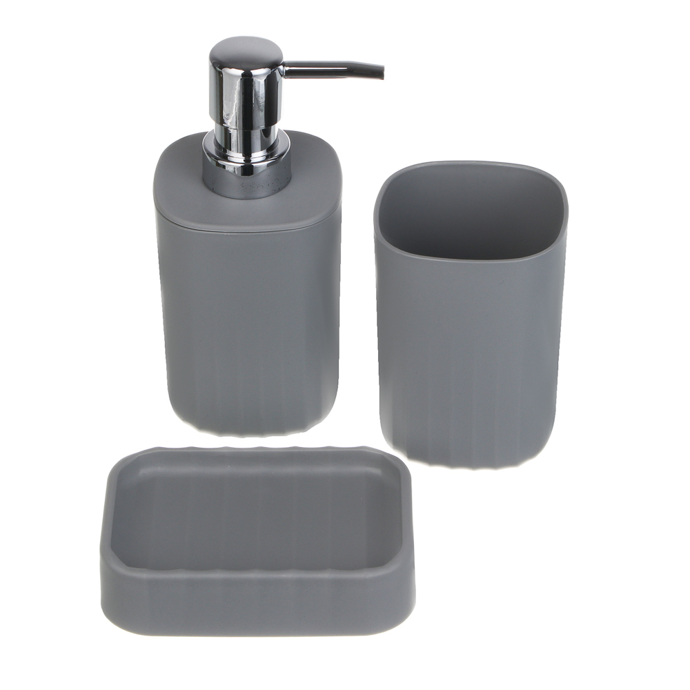 Диспенсер для жидкого мыла тм VETTA Сидней, 250мл, пластик, PP, серый, 7x16см - #6