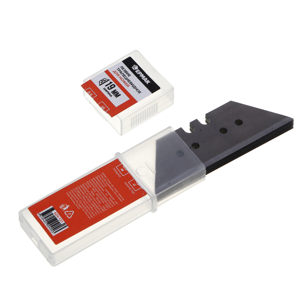 ЕРМАК Лезвие для ножей запасное 19мм трапециевидное, сталь,толщина 0,5мм, 10шт/уп - #3