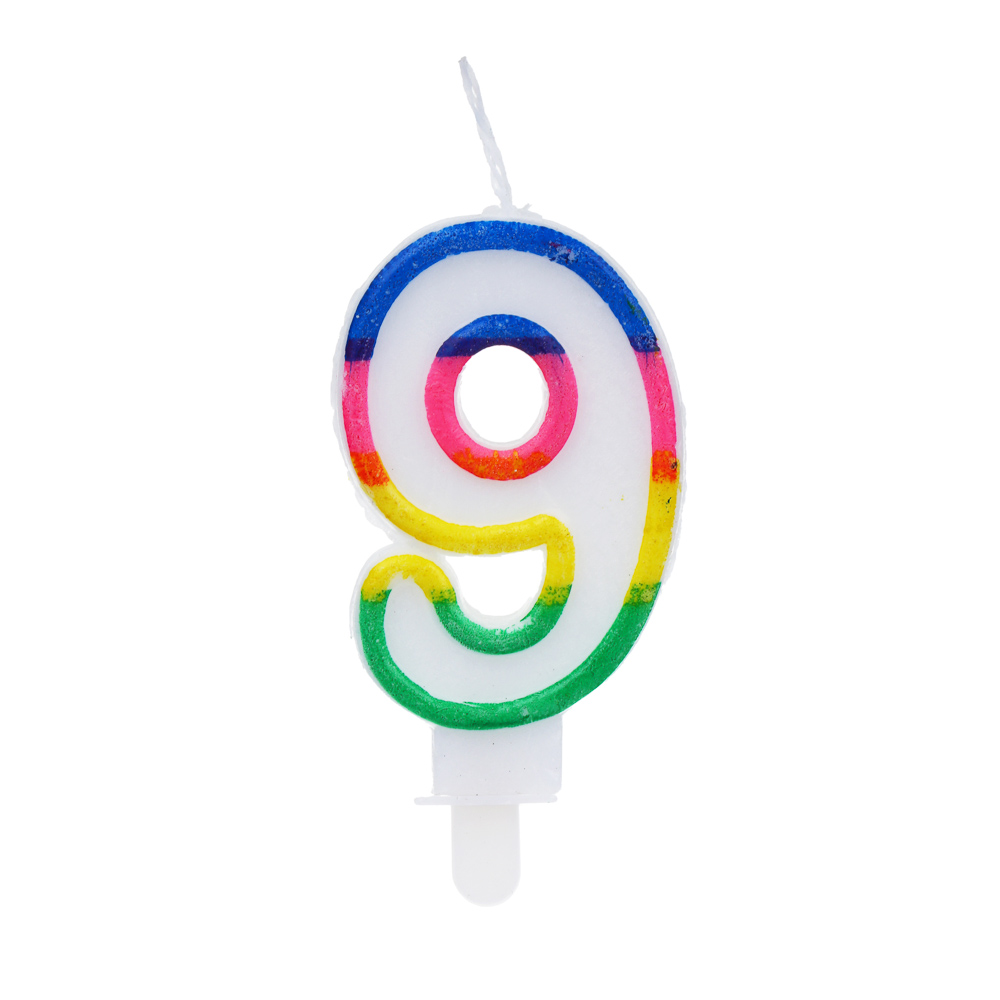 Капитан Весельчак Свеча для торта в форме цифры, с подставкой (9), парафин, PP - #2