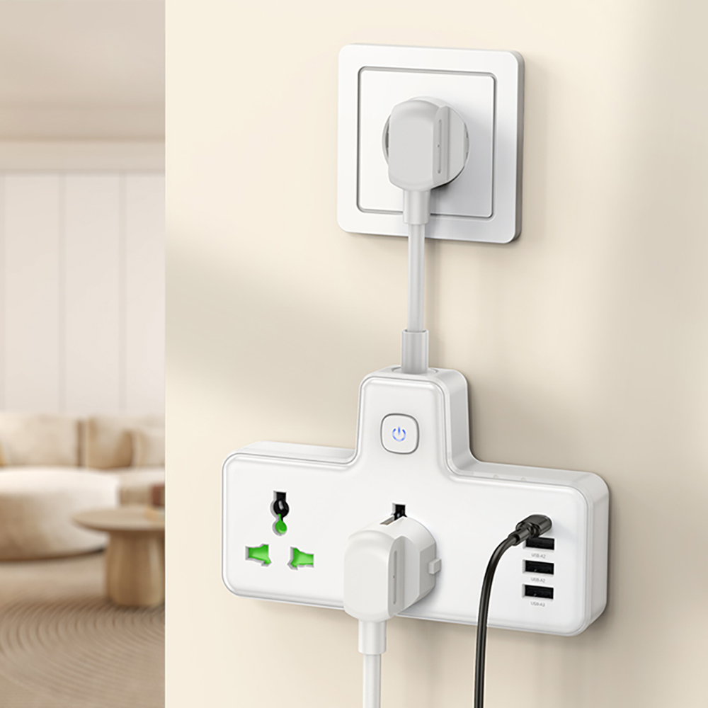 Разветвитель 2 гнезда hoco. модель AC11A, 10А, 250В, с функцией зарядки, белый - #6