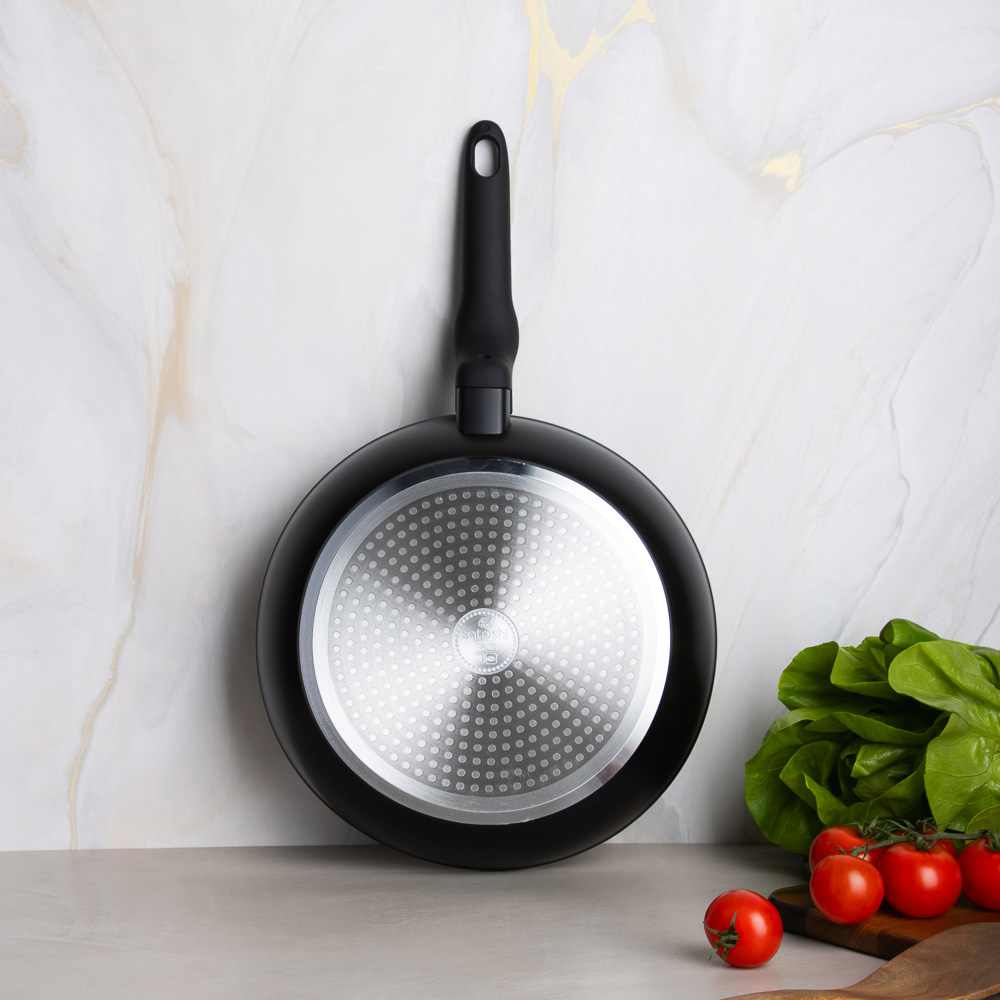 SATOSHI Стоун Сковорода литая с крышкой d26см, антипригарное покрытие мрамор, индукция - #15