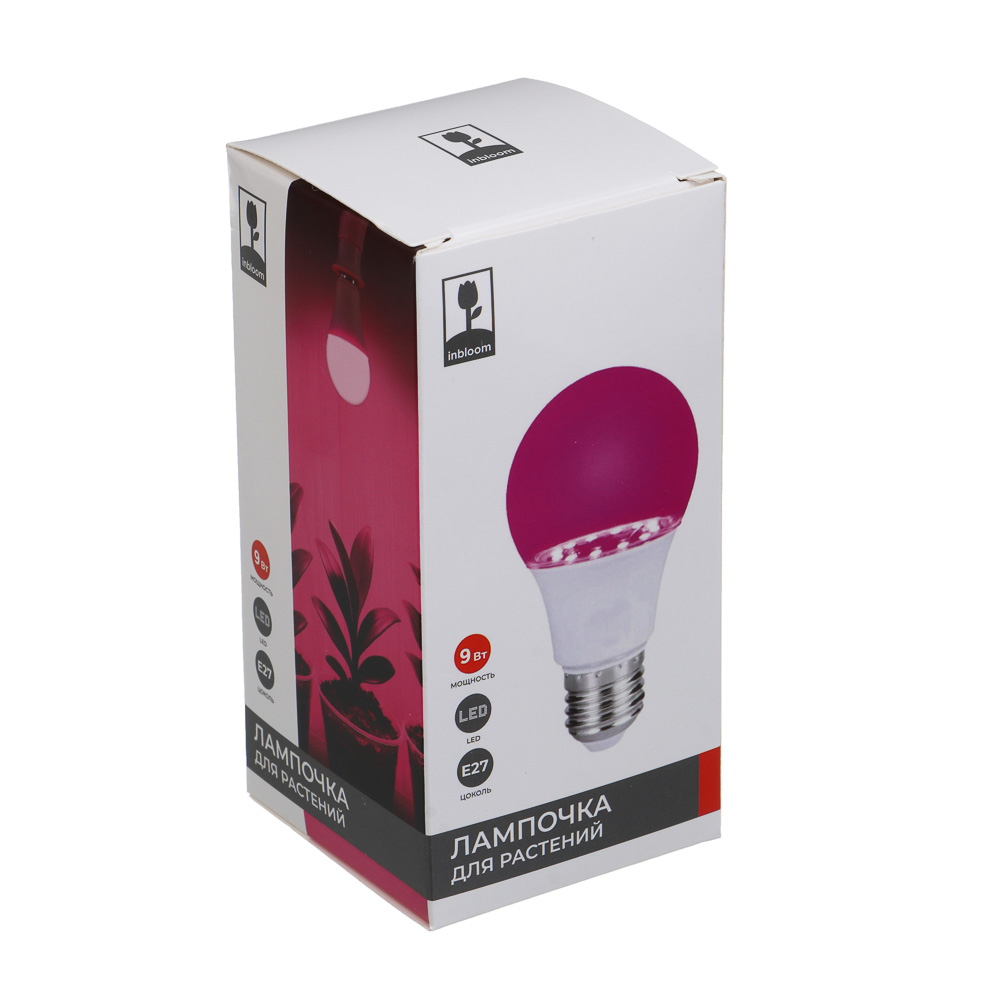 INBLOOM Лампочка для растений, 6х12см, 10LED, фиолетовый, Е27, 9Вт, PC - #6
