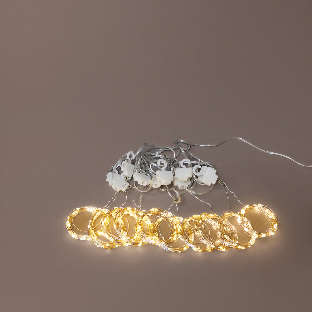 СНОУ БУМ Гирлянда эл. занавес нить 300 LED, 3х3м, 10 нитей, шампань, пост. свечение,медь, 220В, 50Гц - #13