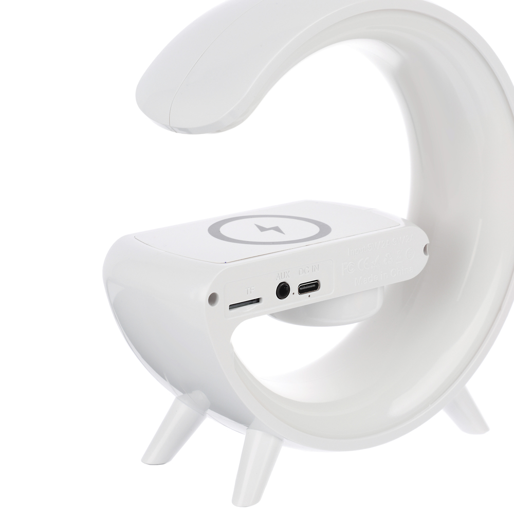 BY Светильник-ночник светодиодный Mун RGB 2Вт, Qi 5Вт, колонка 3Вт, часы, USB type-C 5В, белый - #5