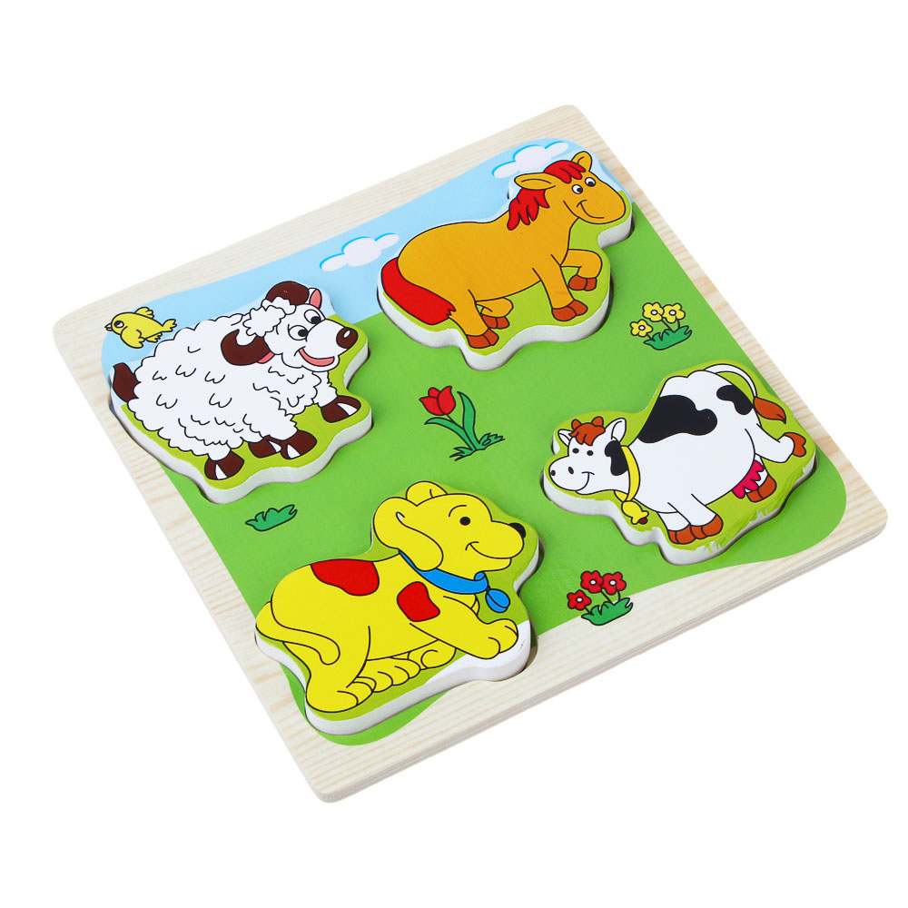 ИГРОЛЕНД Игрушка развивающая "Рамка вкладка", 4 элемента, 14,5х14,5х1см, дерево, 16 дизайнов - #3