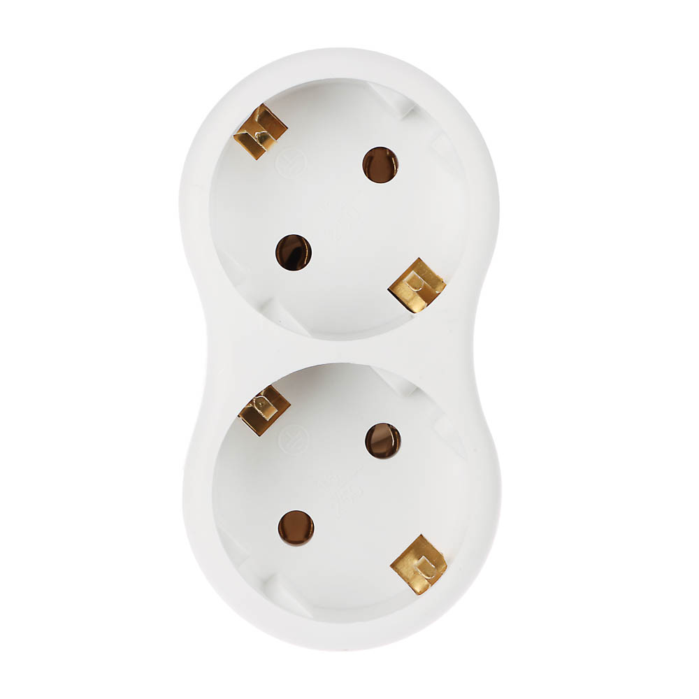 Разветвитель 2 гнезда Intro, евро, с заземлением, 16А, 250В, TR2e-W, белый - #2