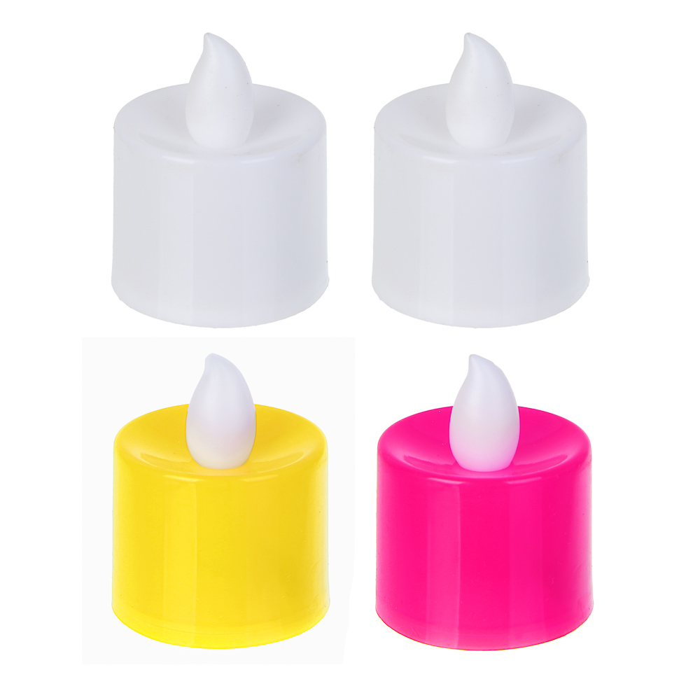 СНОУ БУМ Набор 2шт, светильник декор. LED в виде свечи, 3,7х4,5см, PP, 3хAG3, 1 режим, 2 дизайна - #1