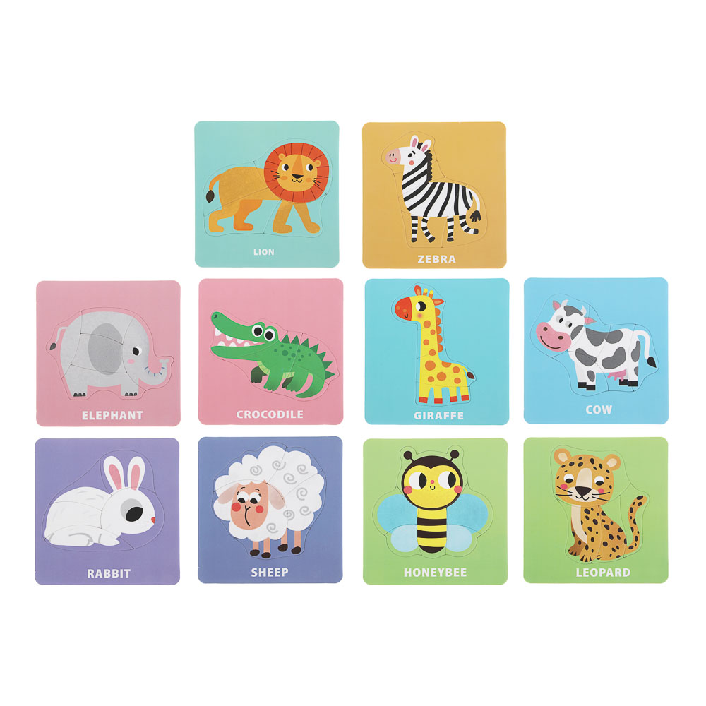 Набор развивающих пазлов, 10 карточек, 14х13,5х3,5см, 3 дизайна - #6