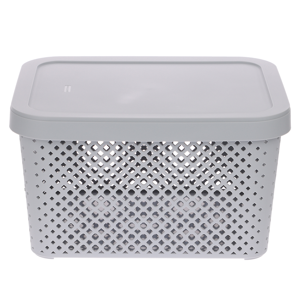 Корзина для хранения с крышкой Plast Team STOCKHOLM, 15 л серый шторм - #4