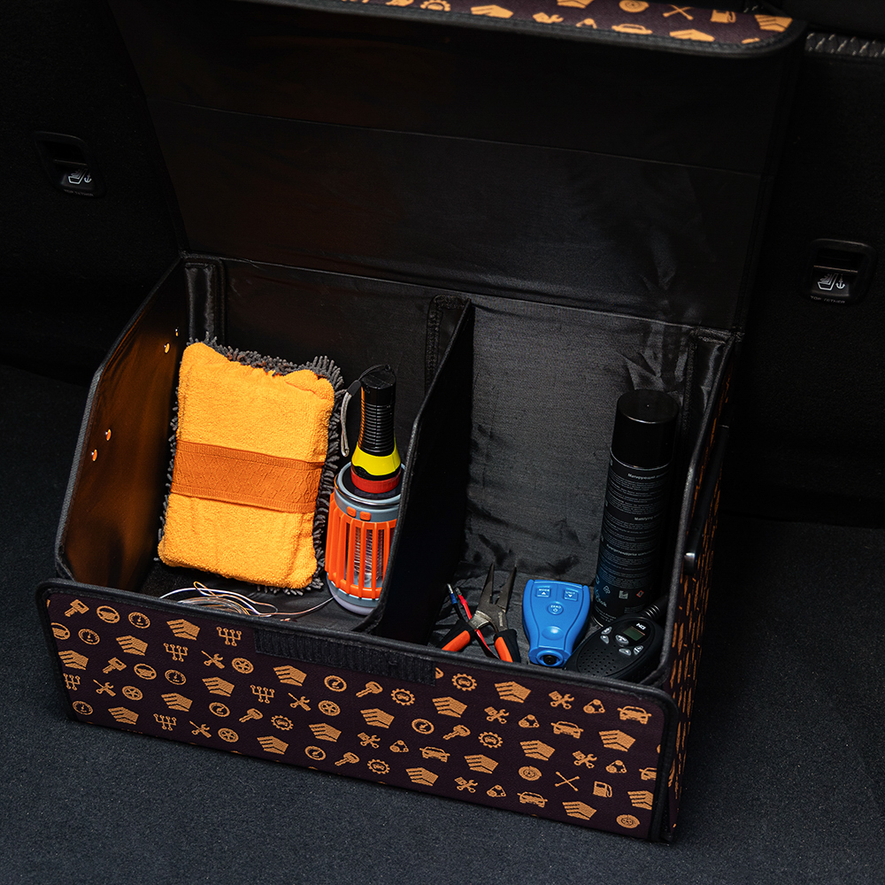 NG Органайзер багажника, 50х30х30 см, экокожа, Premium, коричневый - #10