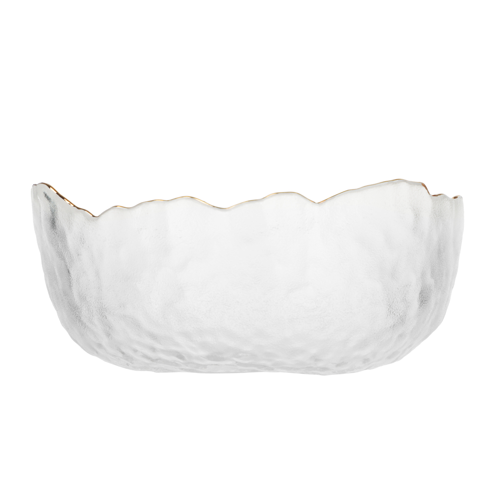 MILLIMI Салатник 13.5x13.5x6см, стекло, прозрачный с золотой каймой - #3