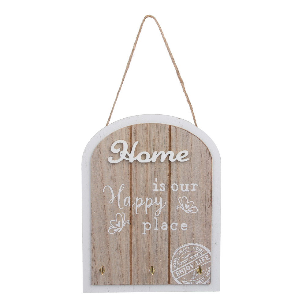 Ключница открытого типа, 3 крючка, 14,5x19x2,5см, МДФ, металл, 2 дизайна - #2