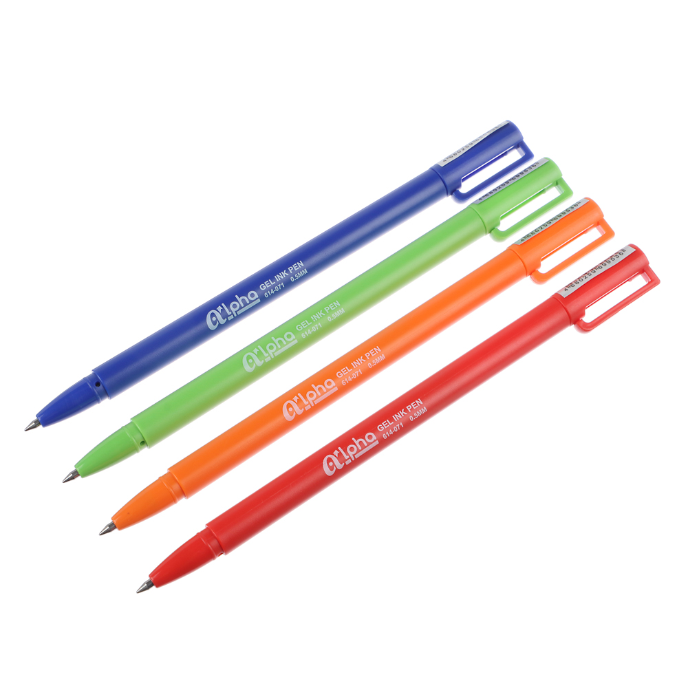 Ручка гелевая синяя "Альфа", цветной корпус, 0,5мм, 4 цв.корпуса, пластик - #2