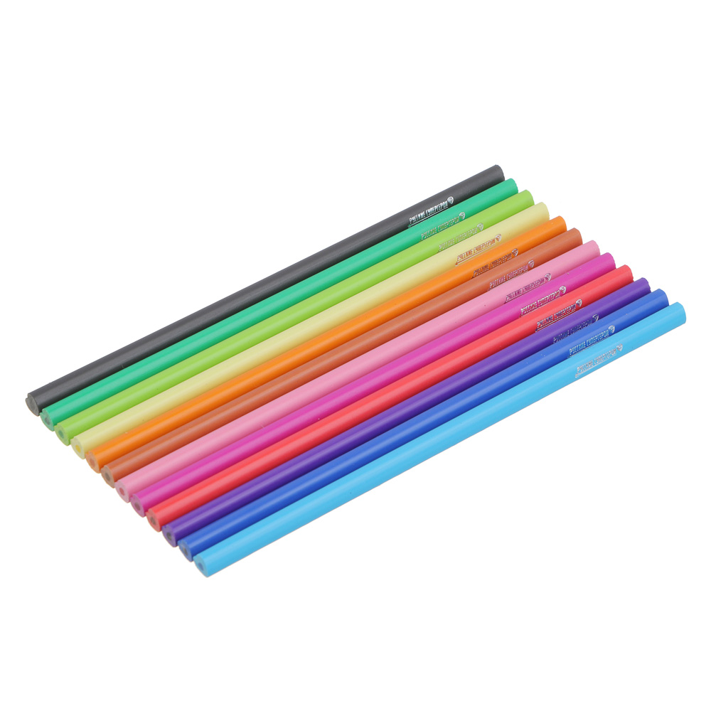 BY Русские супергерои Карандаши цветные, 12 цветов, в форме сердца, точилка, пл.бокс, "Джуниор" - #3