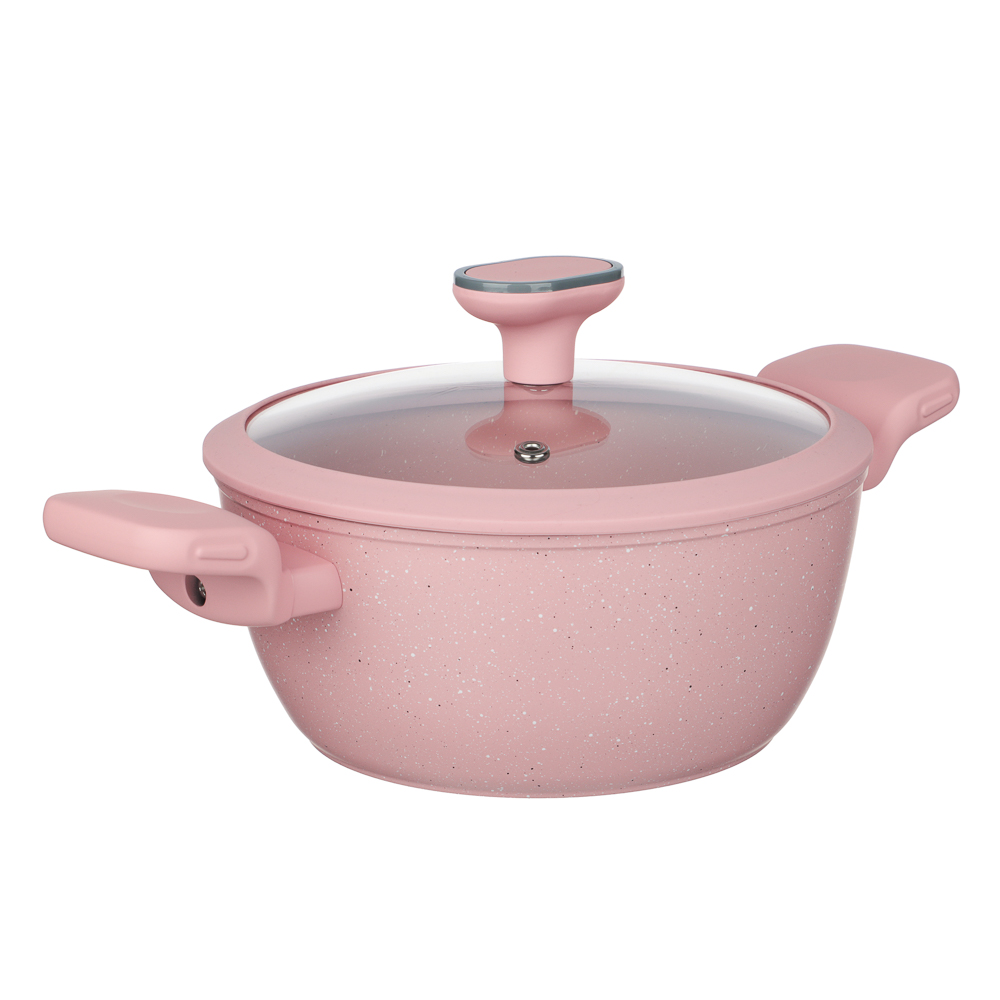 Кастрюля тм SATOSHI Ботаника 2,3л, d20х9см, антипригарное покрытие мрамор, индукция, 3 цвета - #3