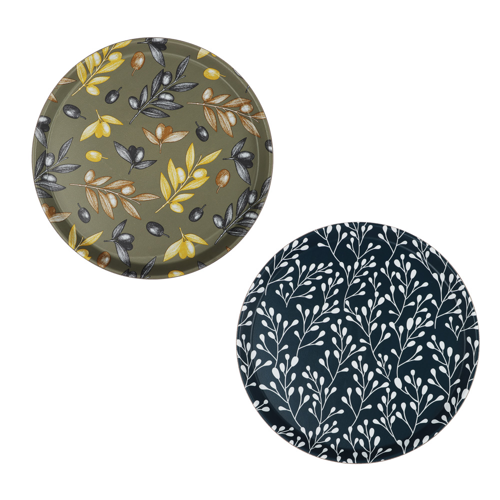 Поднос круглый с антискользящим покрытием, d35,5см, "Тоскана", 2 дизайна - #1