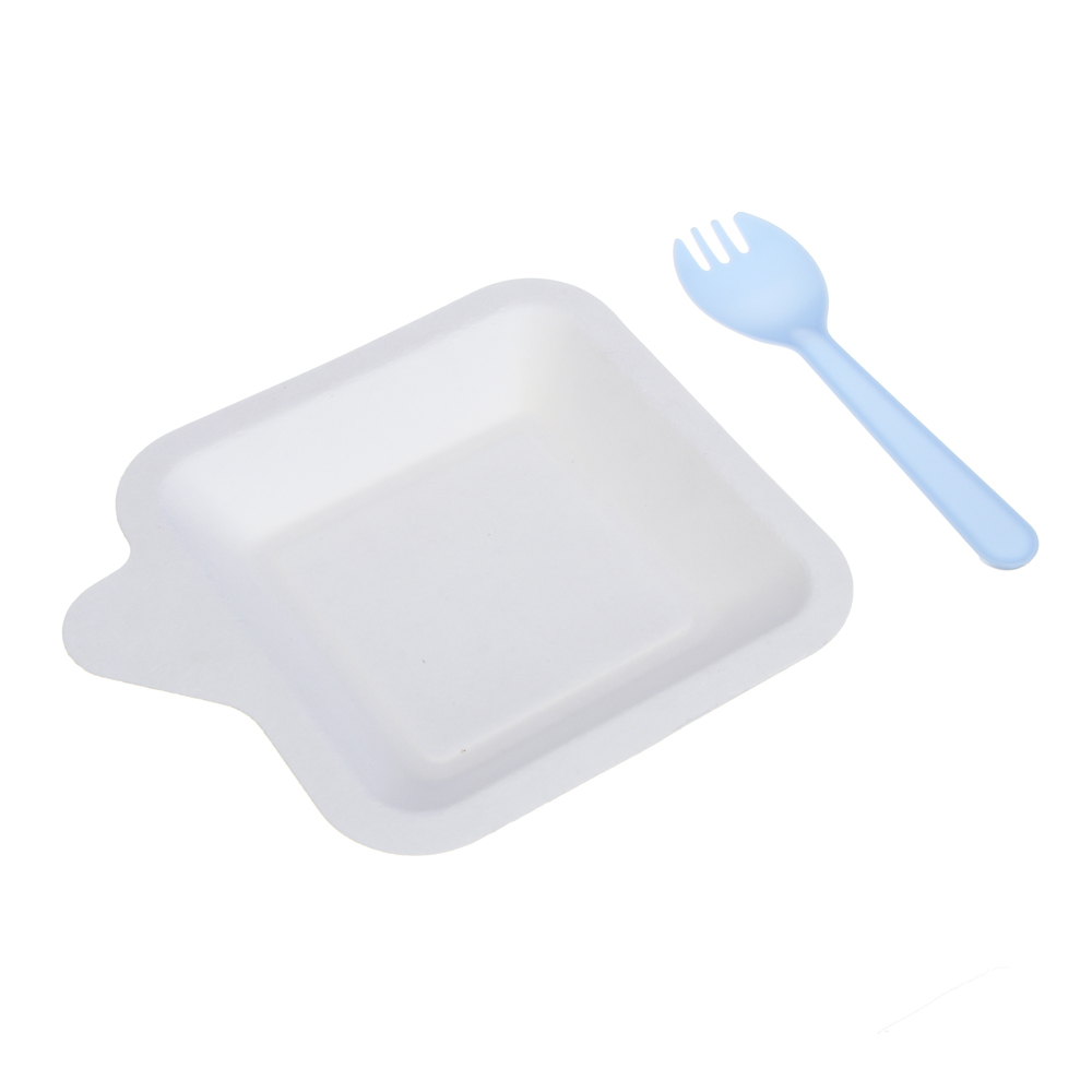 Набор посуды одноразовой, 11x13см, картон, пластик, 10 вилок-ложек, 10 тарелок - #3