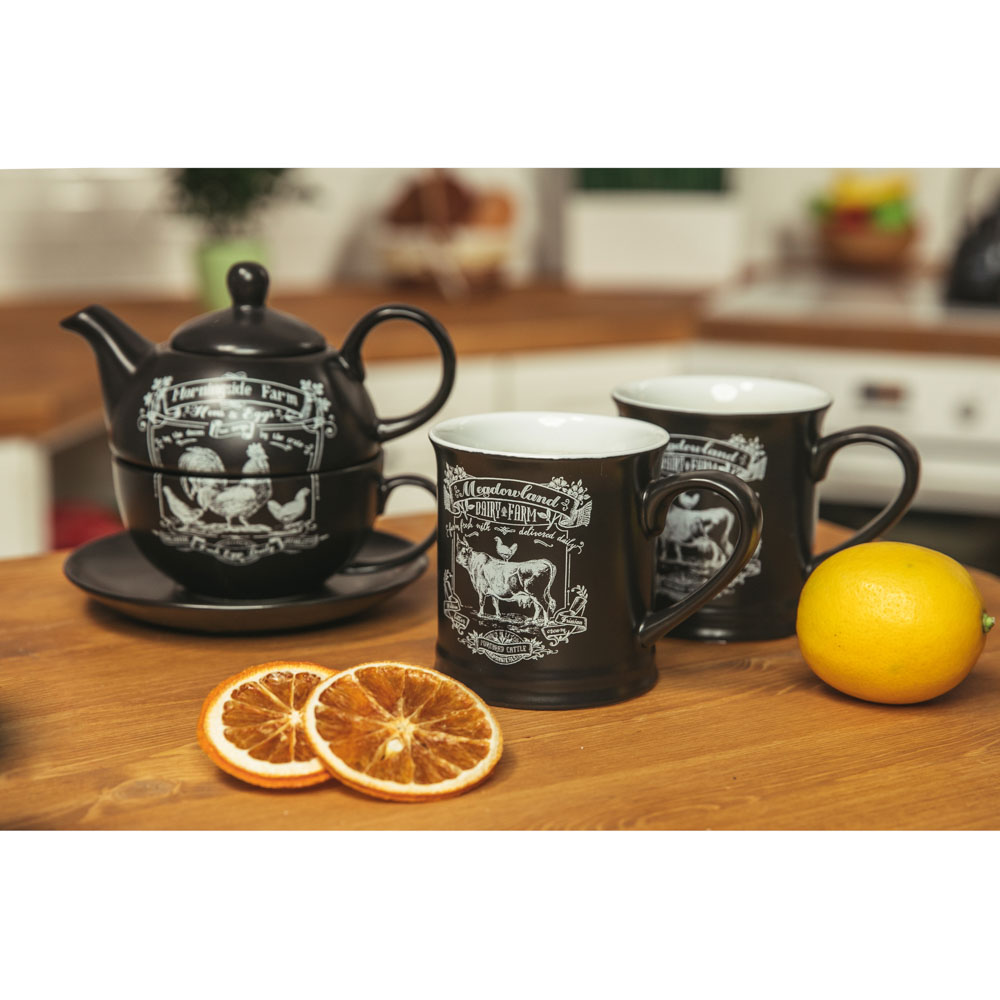 MILLIMI Ранчо Набор чайный "Эгоист", чайник 380мл, чашка 320мл, блюдце 15см, керамика - #5