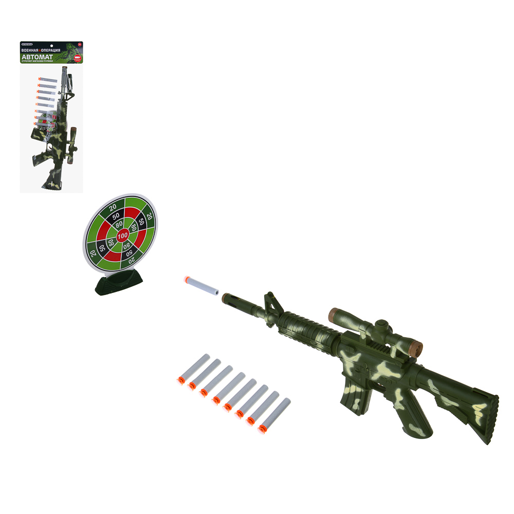 ИГРОЛЕНД Автомат, стреляет мягкими пулями, PP, EVA, картон, 20х52см, 2 дизайна - #1