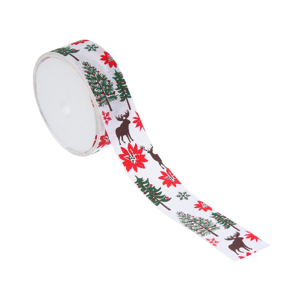 Лента для подарков новогодняя, 2,5 см x 2,7 м, полиэстер, арт.4, 3 диз. - #3