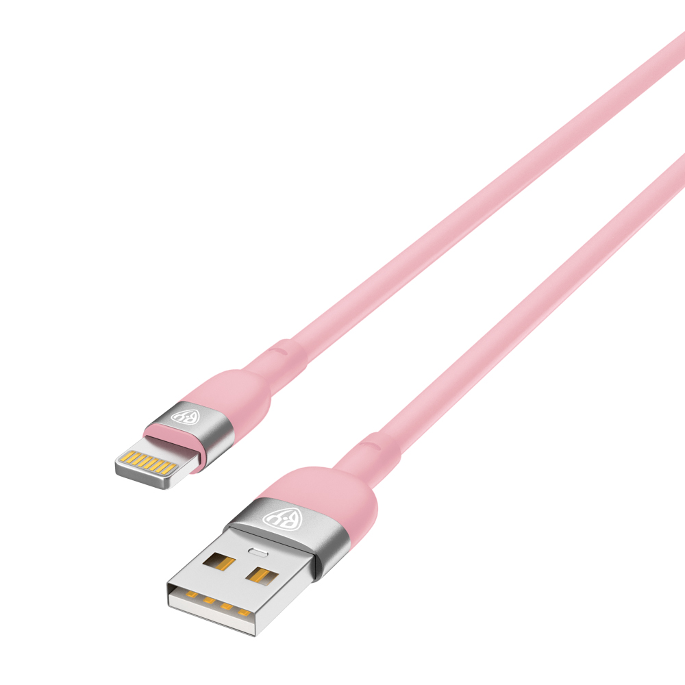 BY Кабель для зарядки Live iP, 1м, 2.4A, силиконовая оплетка, розовый - #4