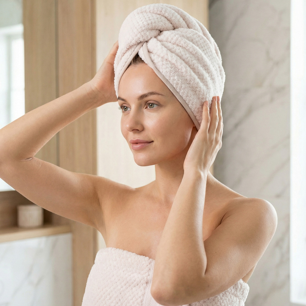 PROVANCE Полотенце-чалма для волос фактурная, 59х23см, корал-флис - #2