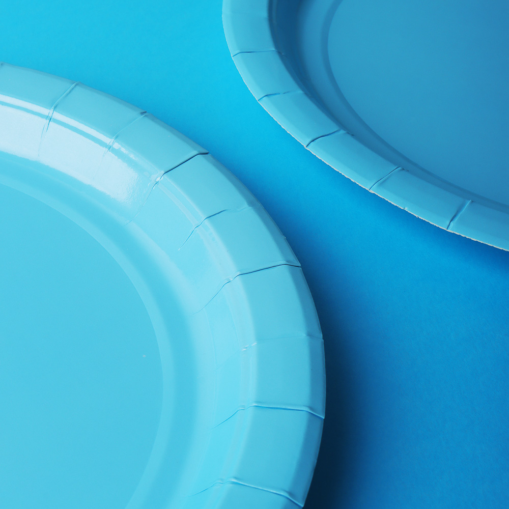 Набор бумажных тарелок, голубой, 23 см, 6 шт - #4
