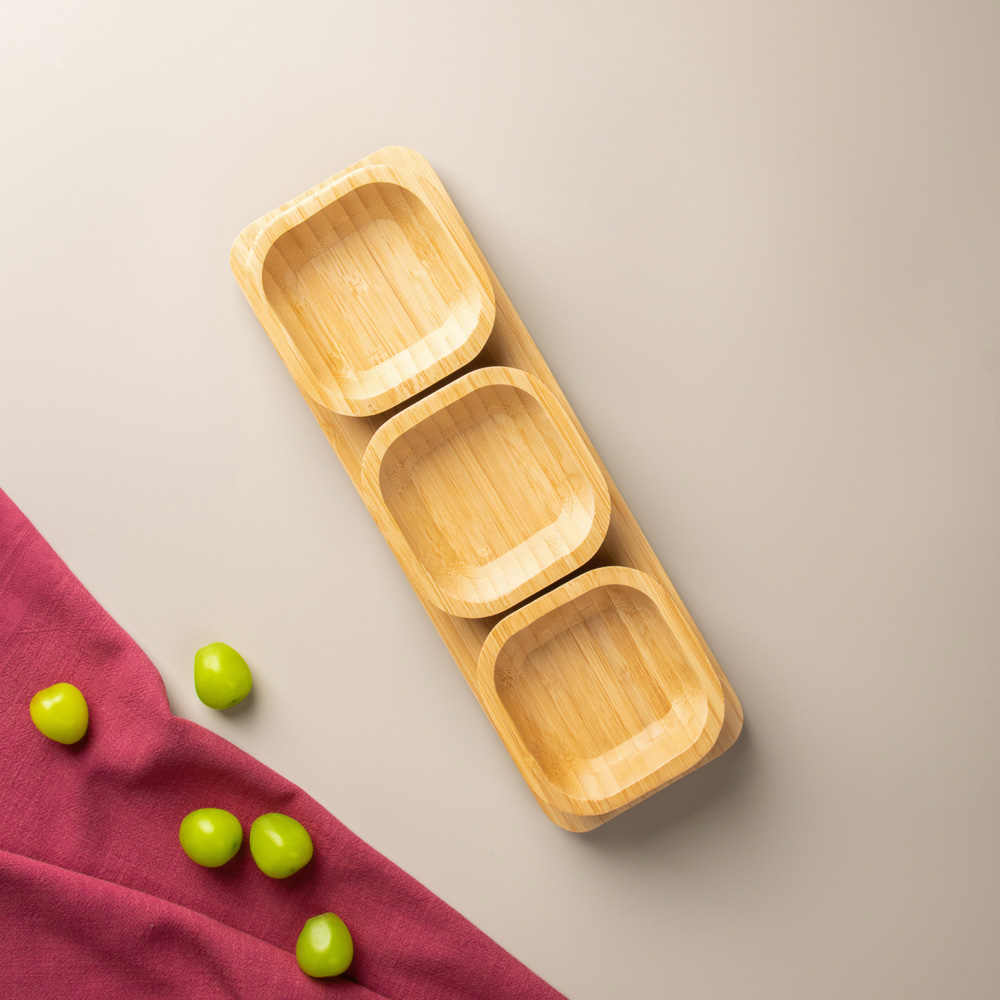 SATOSHI Набор для закусок на подставке 4пр., бамбук, 33х10.8х4.7см - #9
