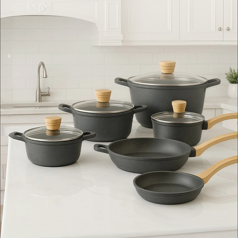 SATOSHI Брунико Наб.пос.10пр,а/пр.покр.:кастр+крышк.2,4 л; 4,3л; 6,4л ;ковш+крышк.1.4л;сков 24см;сот - #13