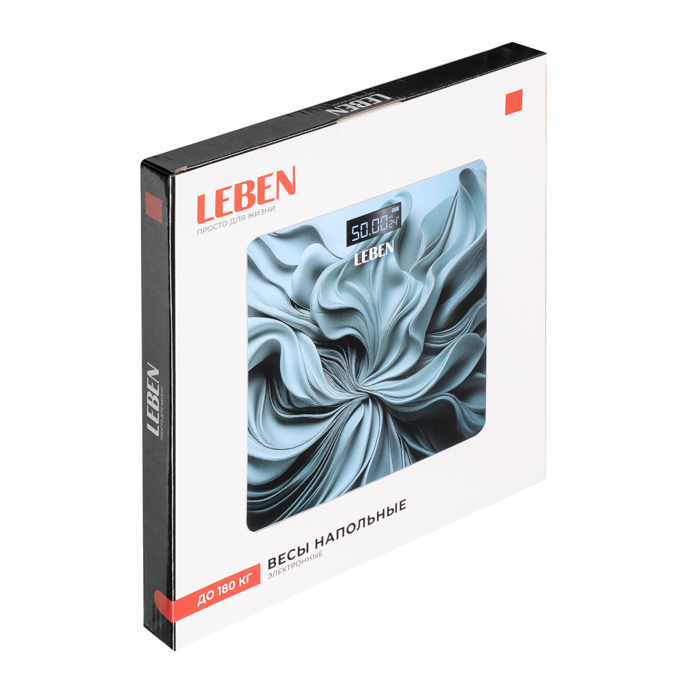 LEBEN Весы напольные электронные "Blue", ЖК-дисплей, макс. нагр.до 180кг, 28х28см - #7