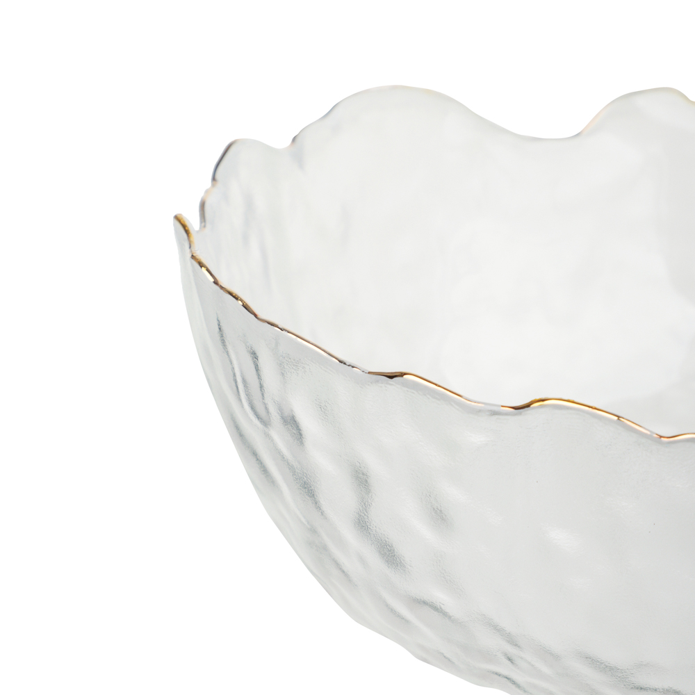 MILLIMI Набор салатников 3 шт, 13.5x13.5x6см / 17x16,5x7,5см/ 20x20x9см, стекло, прозрачный с золото - #6