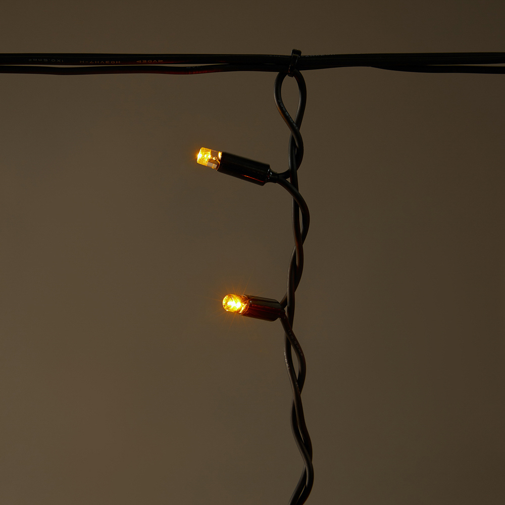 BY Эл.гирлянда бахрома уличная, 3x0.6х0.4м, 100LED, желтый,пост свеч,ПВХ черный,коннект,IP65,220В - #13