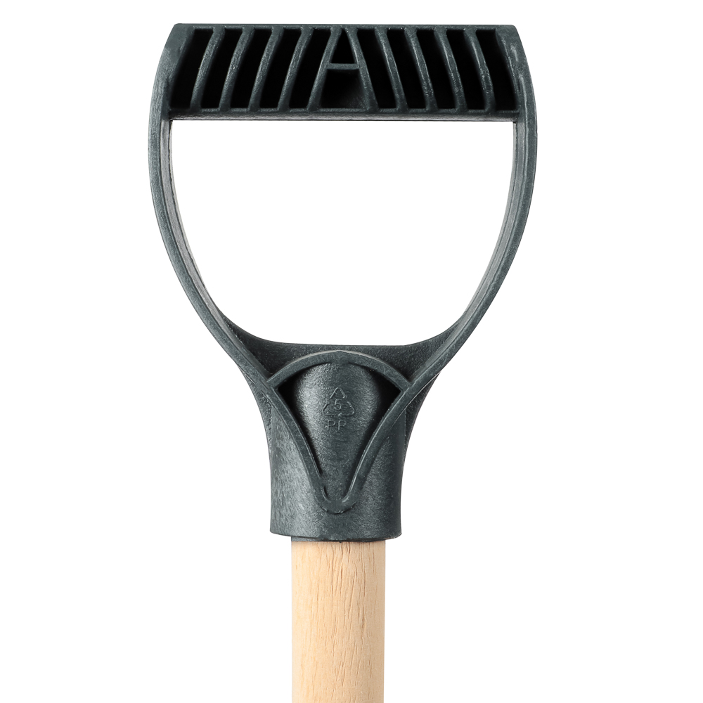 Лопата снеговая КРЕПЫШ №2, 465х340мм, черный пластик, клеп планка, дерев черен, д32мм, V-ручка - #3