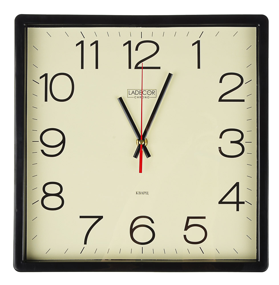 LADECOR CHRONO Часы настенные квадратные, 30х30см, пластик, 3 дизайна - #4