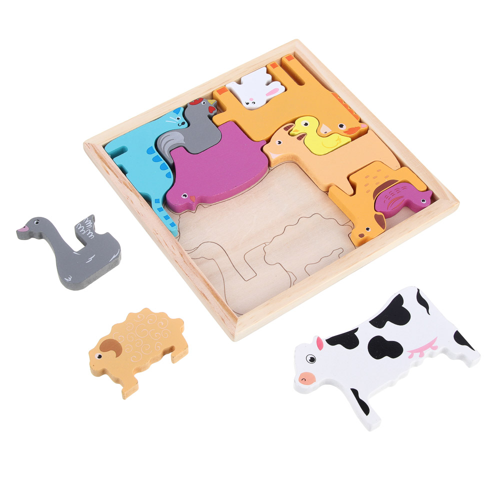 ИГРОЛЕНД Игрушка развивающая для малышей "Головоломка деревянная", 8 дизайнов, 16,7х16,7см, дерево - #5