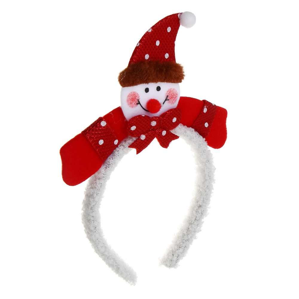 СНОУ БУМ Ободок с новогодними персонажами, диаметр 10,5см, полиэстер, пластик, 4 дизайна - #3