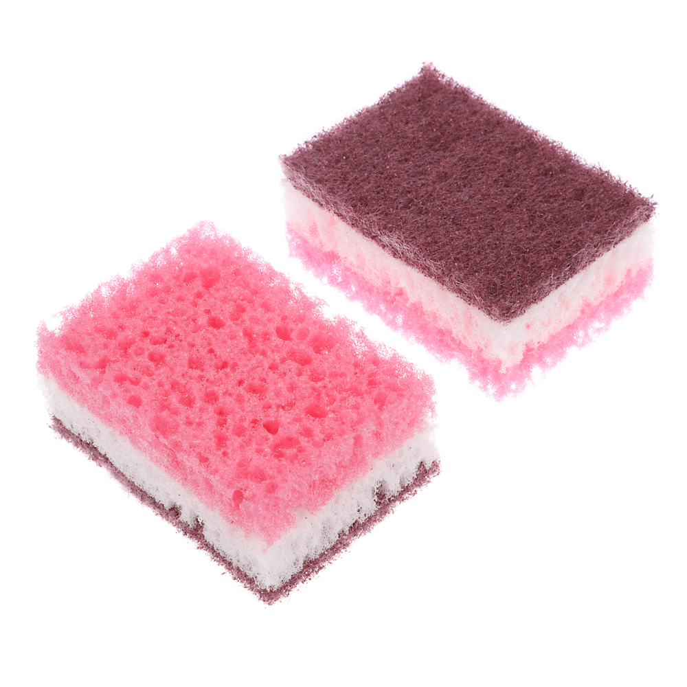 VETTA Набор губок для мытья посуды, 5 шт, 98x66x40мм, коралл розово-белый - #2