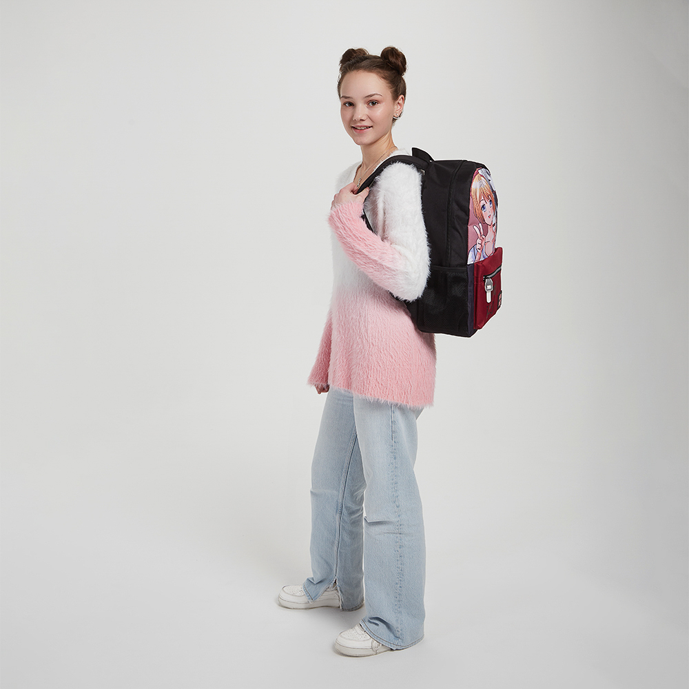 Японский стиль Рюкзак подростковый 43,5х29х13,5см, 1 отд., 3 карм., ПЭ, нашивка и пулеры из силикона - #7