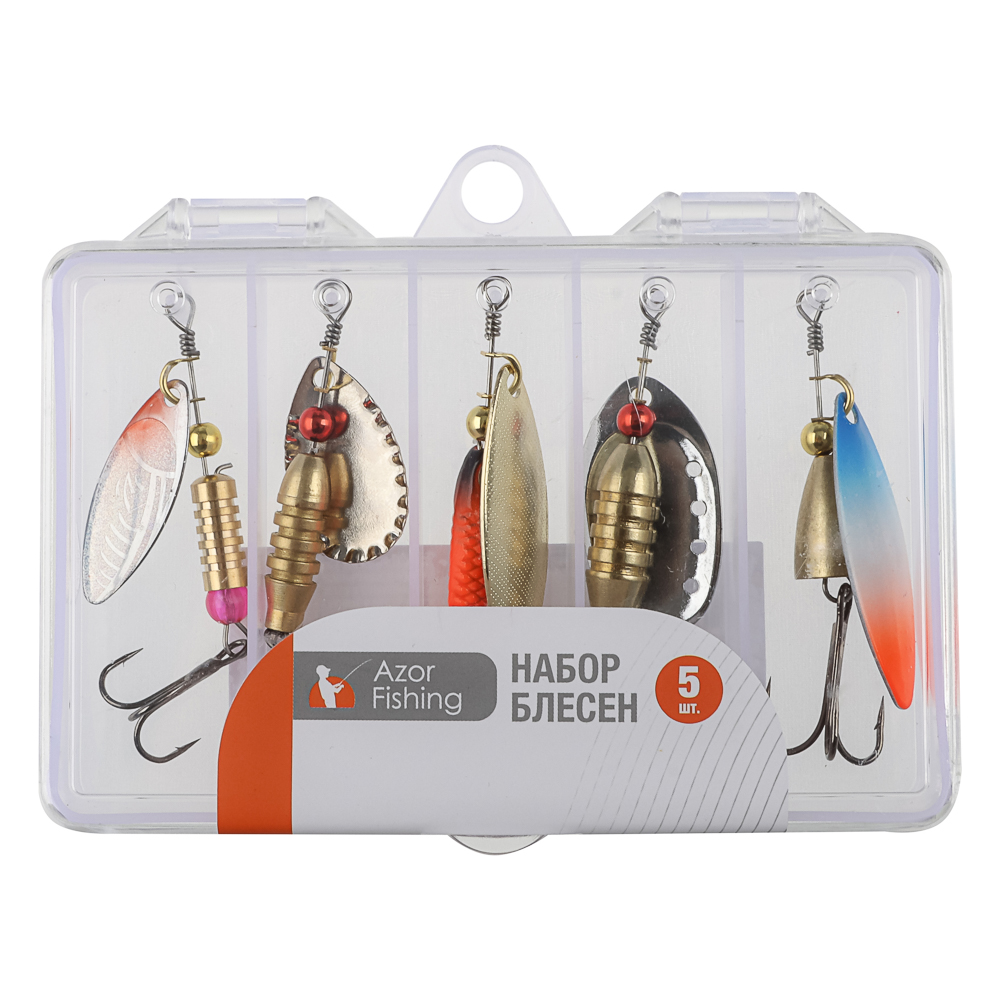 Набор блесен тм AZOR FISHING, 5шт., в пластиковой коробке, 3-7 грамм - #15