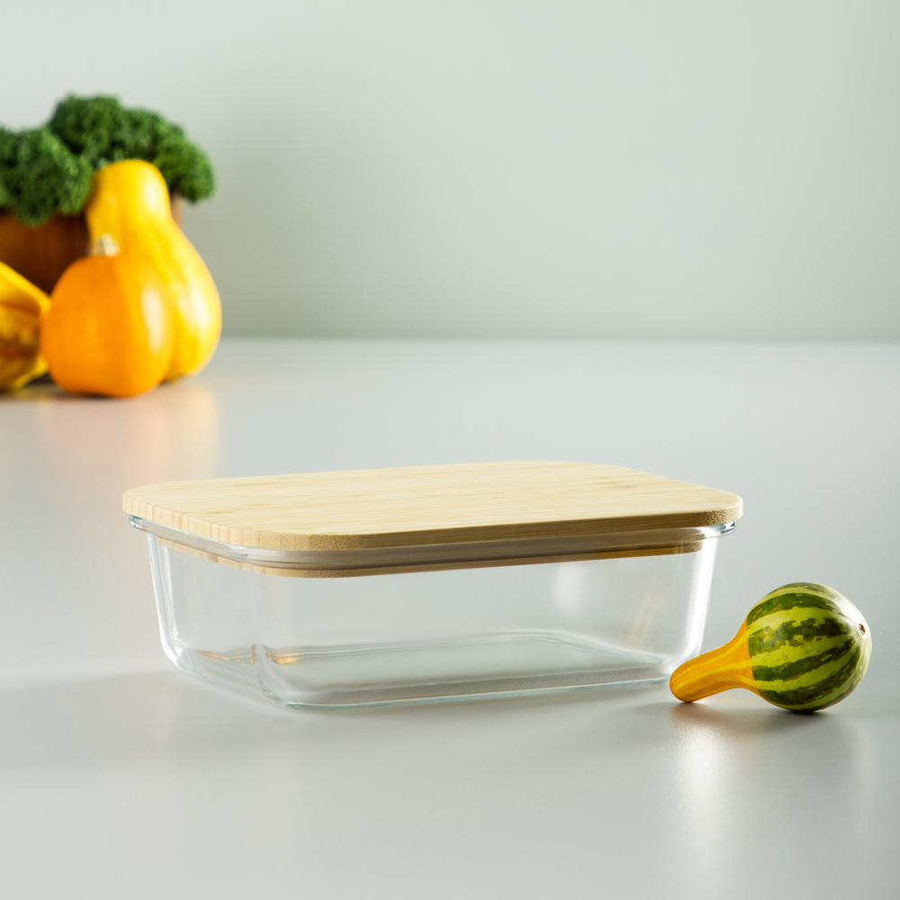 VETTA Контейнер для продуктов 1000мл, крышка бамбук, жаропрочное стекло - #9