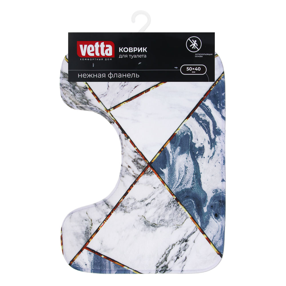VETTA Коврик для туалета, фланель, губка 1,0 см, полиэстер, 50x40 см, мрамор, синий - #4